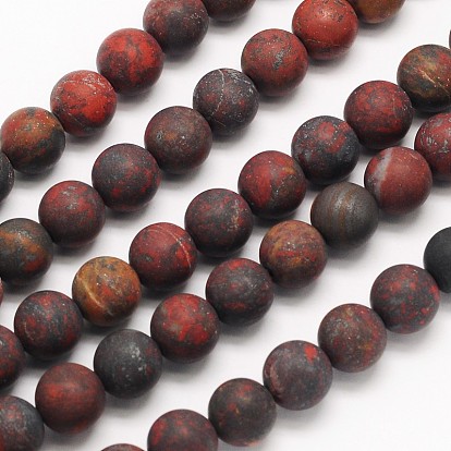 Frosted Round Natural Brecciated Jasper Beads Strands