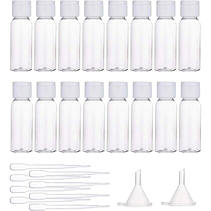 Transparent Flip Cap Round Shoulder Plastic Bottle, with Dropper and Funnel Hopper