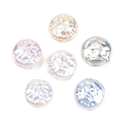 Гальванизированные стеклянные бусины, имитирующие жемчуг, плоско-круглые, текстура
