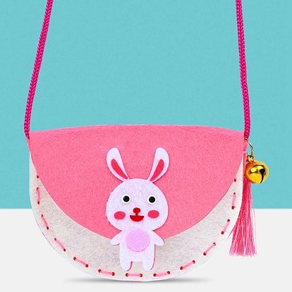 Handmade Non-woven Fabric Animal Change Wallet Set, with Alloy and Plastic Findings, Polyester Wire, Diy Crafts for Children, Rabbit