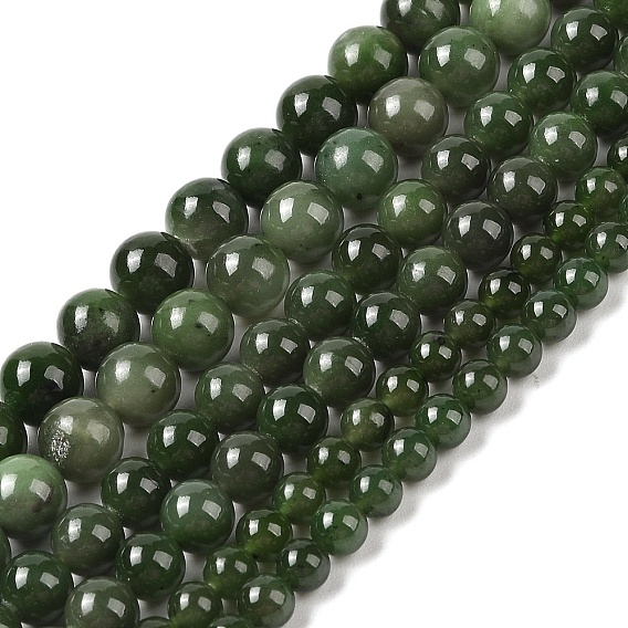 Натуральный канадский нефрит бисер пряди, круглые