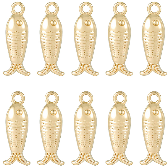 10 шт. Латунные подвески, без кадмия, без никеля и без свинца, рыбы прелести