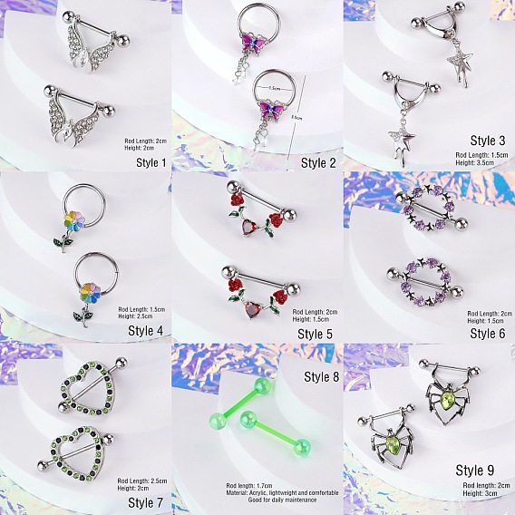 316l хирургическая нержавеющая сталь микропаве кубический цирконий соска стремя, цвет нержавеющей стали