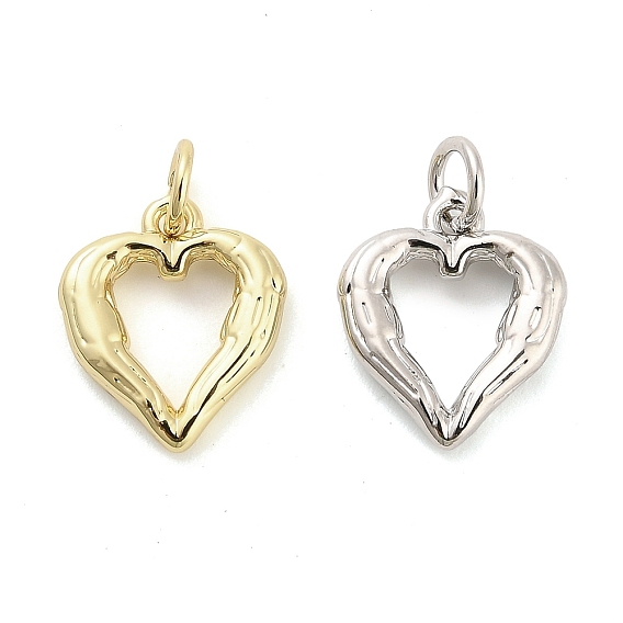 Латунные подвески, сердце прелести, долговечный, стойки покрытие, без свинца и без кадмия, ионное покрытие (ip), с целью перехода в кольце