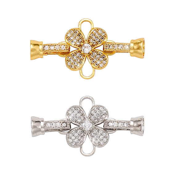 2шт. 2 цветная латунь микро паве прозрачный кубический цирконий застежка-молния