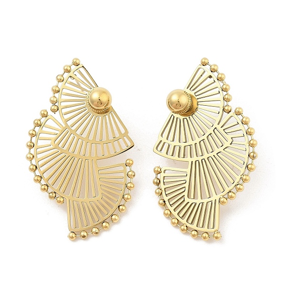 Вакуумное покрытие pvd 304 серьги-гвоздики из нержавеющей стали для женщин, полый вентилятор