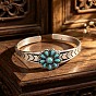 Браслеты-манжеты в стиле бохо из тисненого сплава и смолы с имитацией бирюзового цветка, голубой