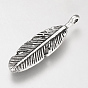 Tibetan Style Alloy Pendants, Cadmium Free & Lead Free,, Feather