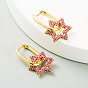 Boho Six-Pointed Star Earrings with Colorful Zirconia Stones - Fashionable and Versatile Jewelry