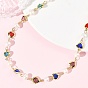 Natural Cultured Freshwater Pearl & Brass Glass Link Chains Necklaces for Women, Heart