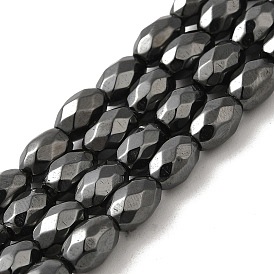 Brins de perles d'hématite synthétique magnétiques fortes, ovale à facettes