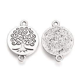Eslabones / conectores de aleación de estilo tibetano, sin cadmio y níque y plomo, plano y redondo con el árbol de la vida