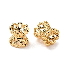 Латунные двойные колпачки для бусин, стойки покрытие, без никеля , цветок