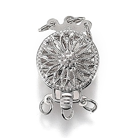 Застежки латунные коробки, многожильные застежки, 3-нити, 6 отверстия, плоские круглые с цветком