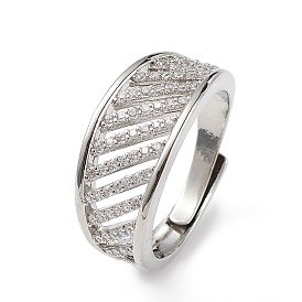 Прозрачное кубическое циркониевое полое регулируемое кольцо, украшения из латуни для женщин, без свинца и без кадмия