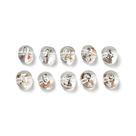 10шт. прозрачные стеклянные бусины, плоские круглые с номером 0~9