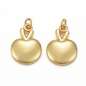 Brass Pendants, Long-Lasting Plated, with Jump Rings, Apple