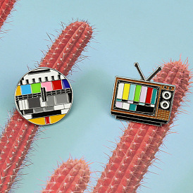 Trendy personality brooch jewelry creative retro TV channel no signal color icon collar pin