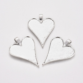 Никель свободный тибетском стиле сплава настройки эмаль кулон сердце, 48x35x2 мм, отверстие : 4x6 мм