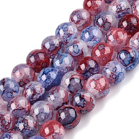 Baking Painted Crackle Glass Bead Strands, Round