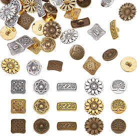 120шт. 15 стили 1-отверстие пуговицы из сплава на хвостовике, разнообразные