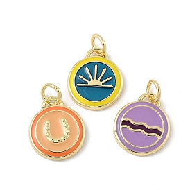 Латунь эмаль прелести, плоско-круглые, стойки покрытие, долговечный, без свинца и без кадмия, реальный 18 k позолоченный, с целью перехода в кольце