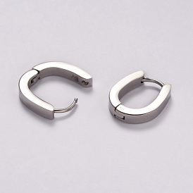 304 Stainless Steel Huggie Hoop Earrings, Hypoallergenic Earrings, Oval, 16x3x13mm, Pin: 1mm