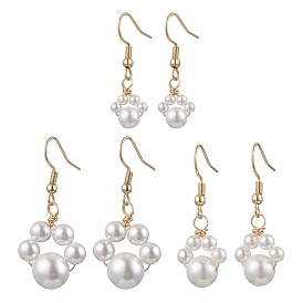 Круглые жемчужные бусины-подвески серьги, с 304 крючками для сережек из нержавеющей стали и серьгами из латунной проволоки