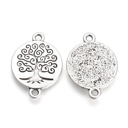 Eslabones / conectores de aleación de estilo tibetano, sin cadmio y níque y plomo, plano y redondo con el árbol de la vida