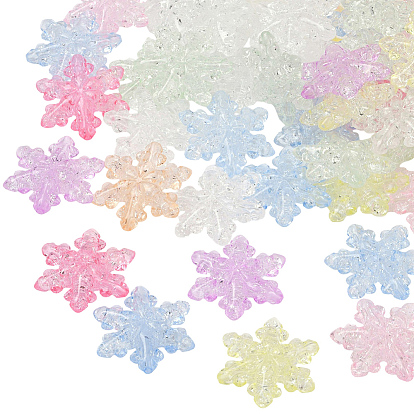 50Прозрачные акриловые бусины с кракле, снежинка