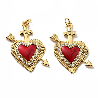 Покрытие стойки, подвески из латуни AAA с фианитом, с эмалью, без свинца и без кадмия, долговечный, сердце