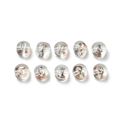 10шт. прозрачные стеклянные бусины, плоские круглые с номером 0~9