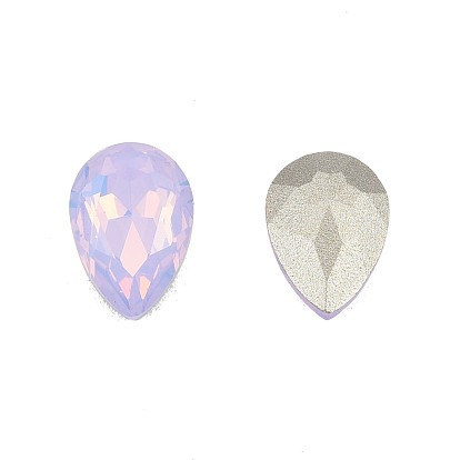 K9 Glass Rhinestone Cabochons, Pointed Back & Back Plated, Faceted, Teardrop