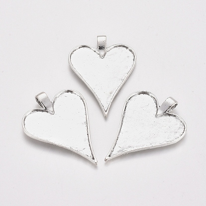 Никель свободный тибетском стиле сплава настройки эмаль кулон сердце, 48x35x2 мм, отверстие : 4x6 мм