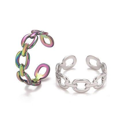 304 Stainless Steel Oval Wrap Open Cuff Ring for Women