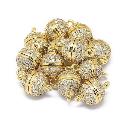 Реечное покрытие латунь micro pave кубический цирконий магнитные застежки с петлями, сильный магнит n 45, долговечный, круглые