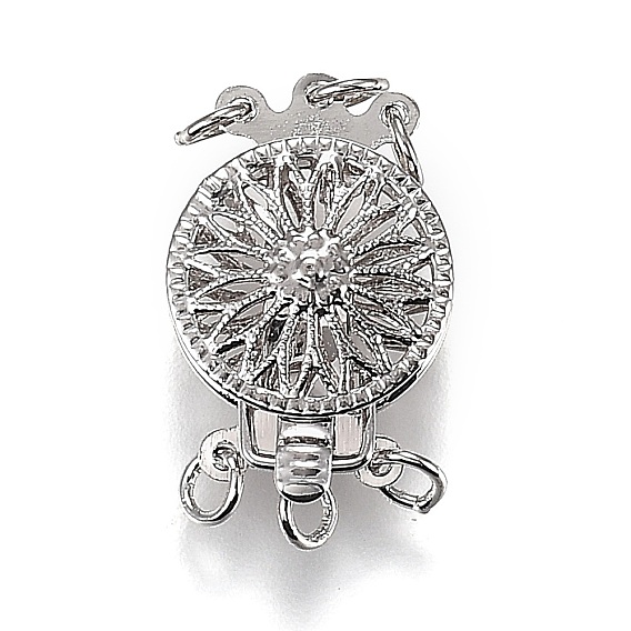 Застежки латунные коробки, многожильные застежки, 3-нити, 6 отверстия, плоские круглые с цветком