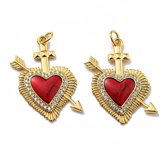 Покрытие стойки, подвески из латуни AAA с фианитом, с эмалью, без свинца и без кадмия, долговечный, сердце