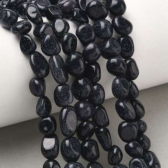 Synthétiques bleus Goldstone brins de perles, pierre tombée, nuggets
