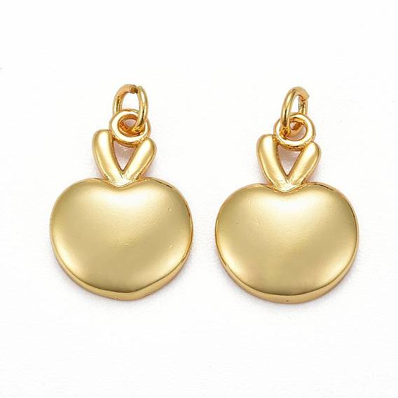 Brass Pendants, Long-Lasting Plated, with Jump Rings, Apple