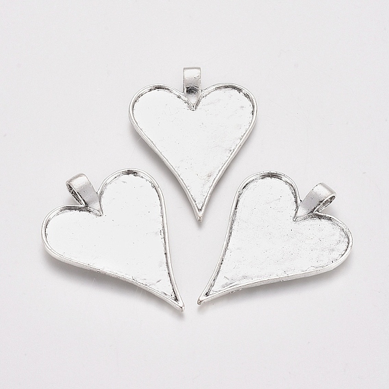 Никель свободный тибетском стиле сплава настройки эмаль кулон сердце, 48x35x2 мм, отверстие : 4x6 мм