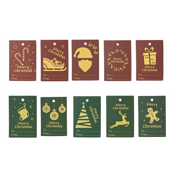 Прямоугольные бумажные подарочные бирки, на Рождество