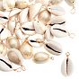 50Pcs Natural Cowrie Shell Pendants, Shell Charms with Real 18K Gold Plated Eco-Friendly Copper Wire
