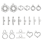 10 наборы 5 стили 304 застежки-пуговицы из нержавеющей стали, сердце и кольцо и цветок, разнообразные