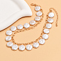 Iron Double Chain 2-Layered Necklaces, Plastic Imitation Pearl Beaded Necklaces for Women