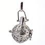 Rack Plating Brass Cage Pendants, For Chime Ball Pendant Necklaces Making, with Rhinestone, Hollow Round