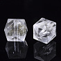 Transparent Acrylic Beads, Glitter Beads, Faceted, Cube