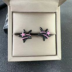 Oil Pink Star Ear Clip - Minimalist, High-end Design, Personalized, Light Luxury, No Ear Hole.