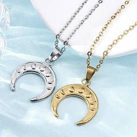 Двойной рог 304 ожерелья с подвеской из нержавеющей стали, ионное покрытие (ip)