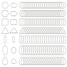 175Pcs 7 Styles Brass Linking Rings, Oval Triangle Square, Mixed Shapes